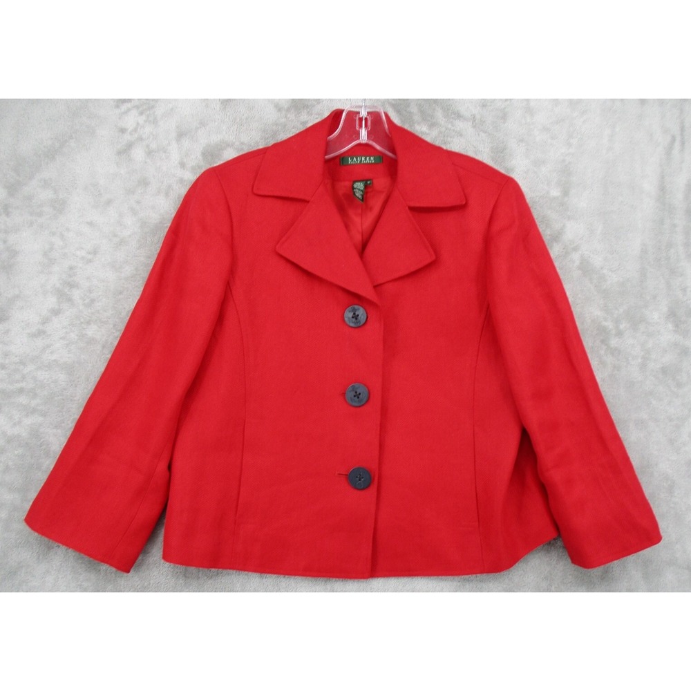 Ralph Lauren Jacket LRL 12 Linen Anchor Buttons Nautical Lightweight‎ Career Red